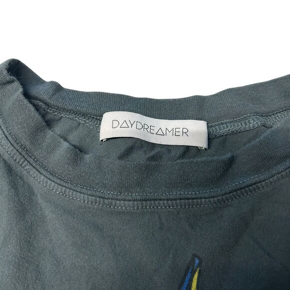 Free People Daydreamer Size S AC/DC Long Sleeve Graphic Tee Charcoal Black Boxy - Picture 4 of 9